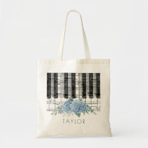 Tote Bag piano musique Hydrangea fleurs nom