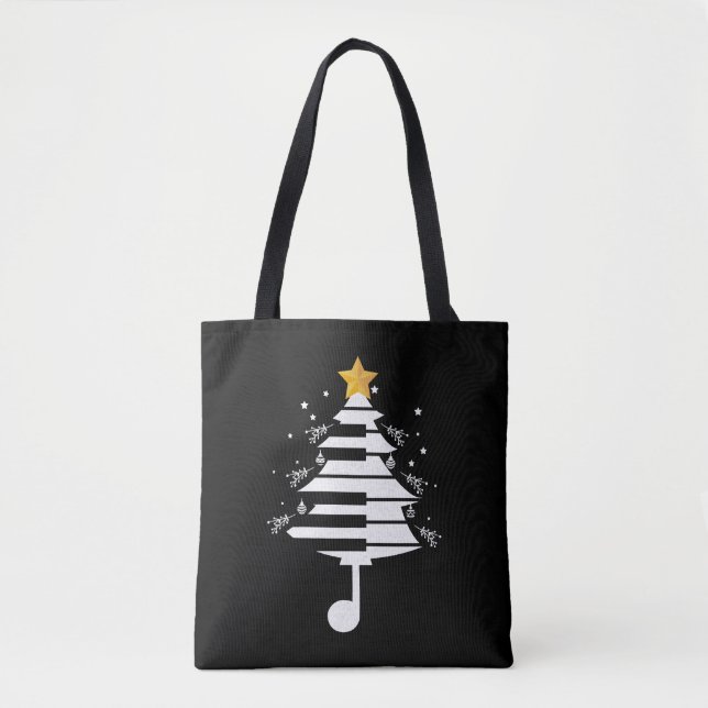 Tote Bag Piano Noël Arbre Pianiste Musique Musicien Cadeau (Devant)