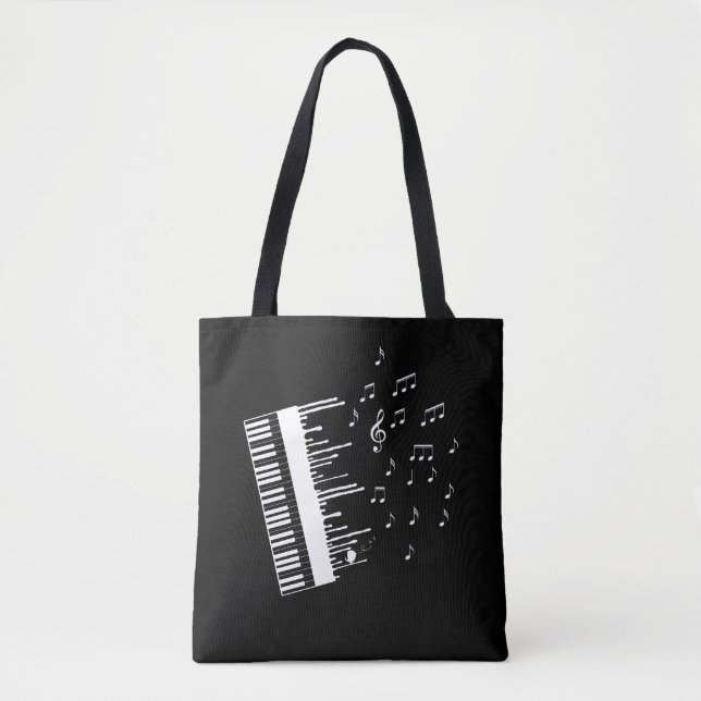 Tote Bag Piano Player Flying Music Notes Pianiste (Devant)