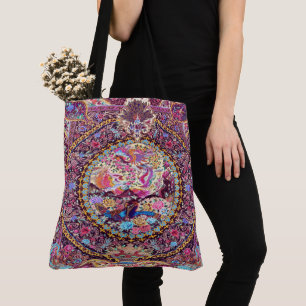 Tote Bag Pic de fleurs florales bleu or violet