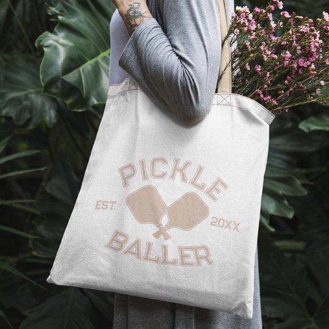 Tote Bag Pickle Baller Pickleball Collegiate Typographie (Créateur téléchargé)