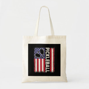 Tote Bag Pickleball American Flag Drôle amusant Pickleball 