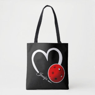 Tote Bag Pickleball Amour Coeur Blanc Pickleball Rouge
