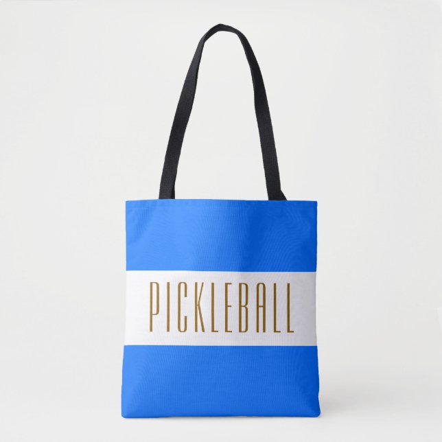 Tote Bag PICKLEBALL Amusant Large Bleu Bleu Clair Blancs (Devant)