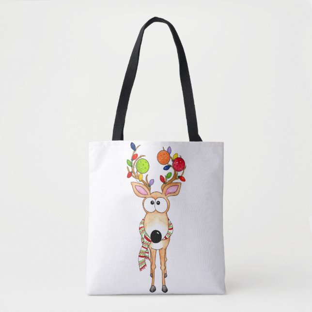 Tote Bag Pickleball Christmas Reindeer (Devant)