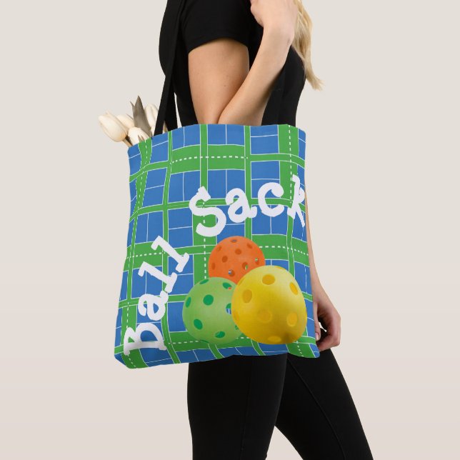 Tote Bag Pickleball Courts Blue and Green Ball Sack (De près)