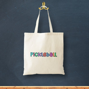 Tote Bag Pickleball en Multicolor Colorée Typographie rétro