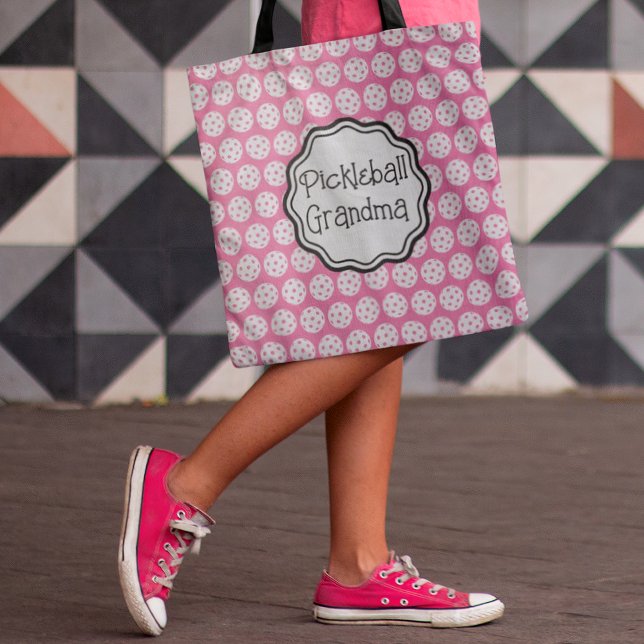 Tote Bag Pickleball Grand-mère Carnation rose et blanc (Fun personalized gifts for the pickleball players in your life!)