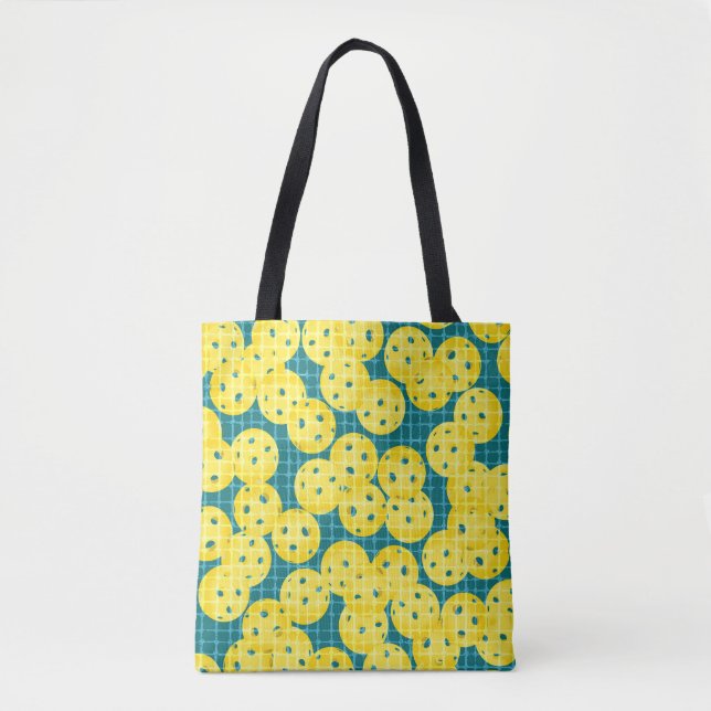 Tote Bag Pickleball is Life - Jaune sur Turquoise (Devant)