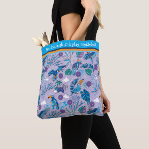 Tote Bag Pickleball tropical avec 🦜 perroquets, perwinkle