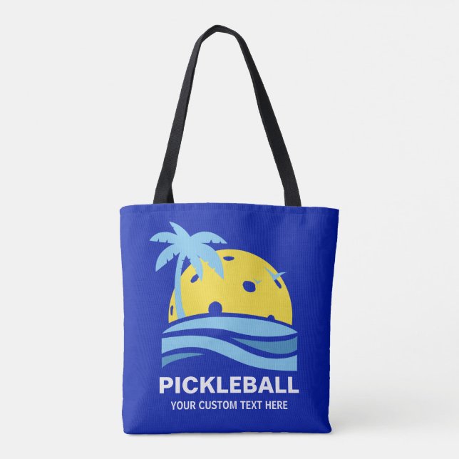 Tote Bag Pickleball Tropical Palm Tree Sun Votre texte pers (Dos)