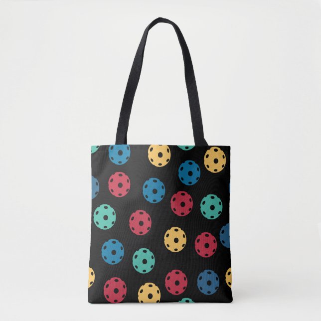 Tote Bag 🤩 Pickleballs sur arrière - plan noir (Devant)