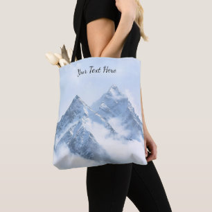 Tote Bag Pics de montagne neige bleu glace