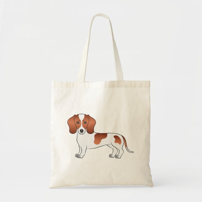 Tote Bag Piebald rouge Cheveux courts Dachshund mignon chie (Devant)