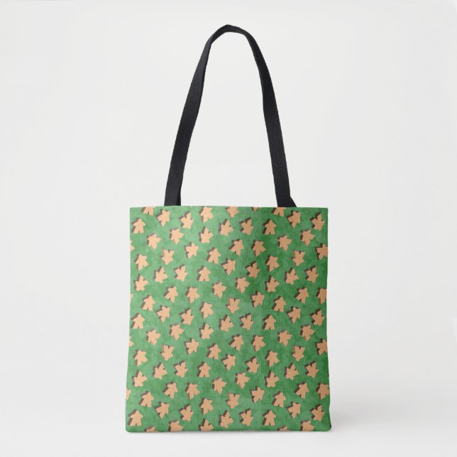 Tote Bag Pièce de jeu 3D Wood Meeple en vert (Devant)