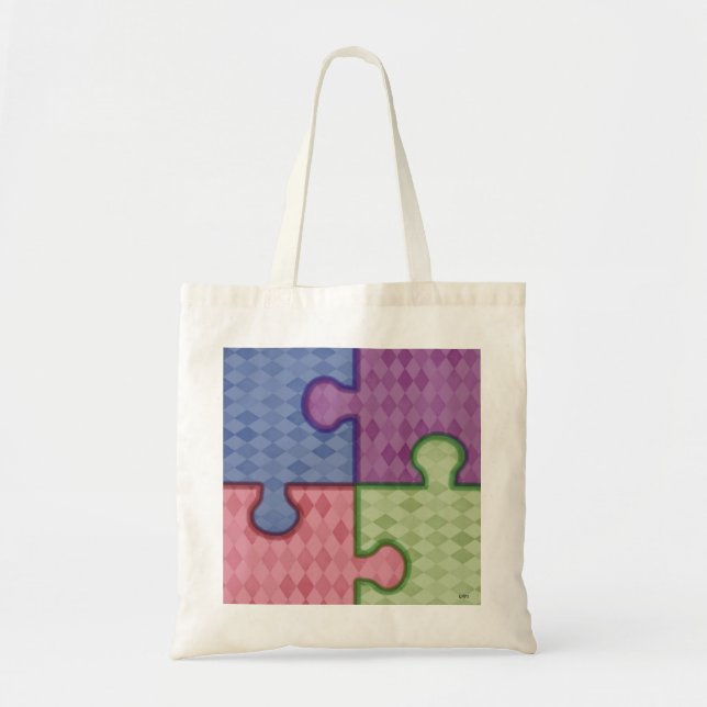 Tote Bag Pièces de puzzle Motif de diamant (Devant)