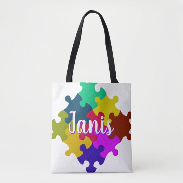 Tote Bag Pièces de puzzle personnalisées (Devant)