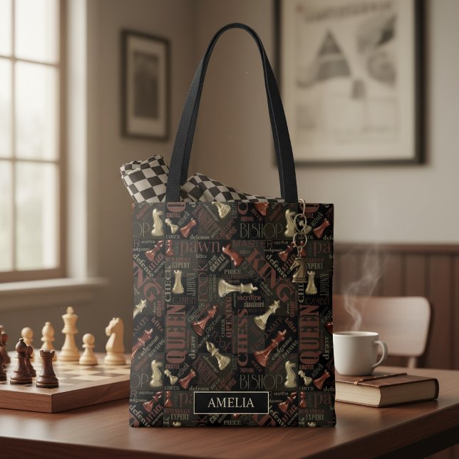 Tote Bag Pièces et termes d'échecs Cuivre et Or ID784 (Créateur téléchargé)