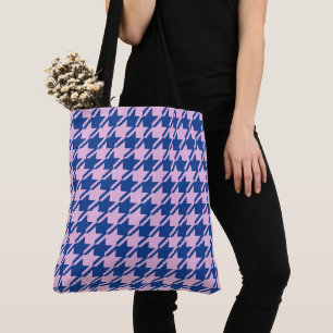 Tote Bag Pied de fond rose+Motif bleu