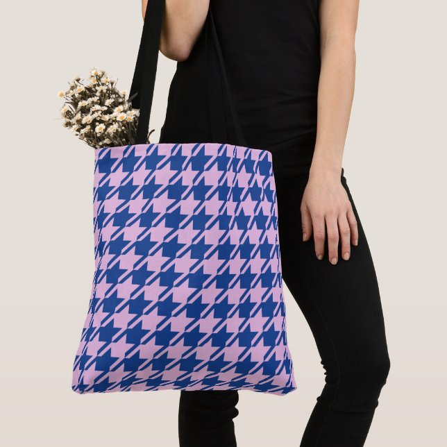 Tote Bag Pied de fond rose+Motif bleu (De près)