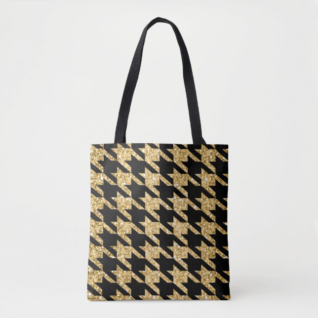 Tote Bag Pied Noir Et Parties scintillant Or (Devant)