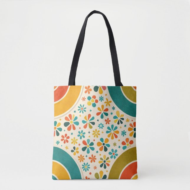 Tote Bag Pierre angulaire Fleur Mid‑Siècle (Devant)
