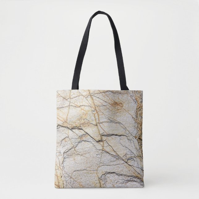 Tote Bag Pierre de marbre texturée marron et noire (Devant)