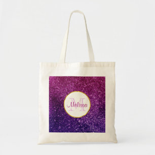Tote Bag Pierres à Parties scintillant rose et violet Monog