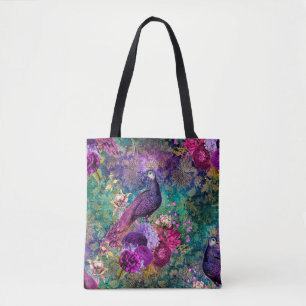 Tote Bag Pierrot à fleurs couronné de violet