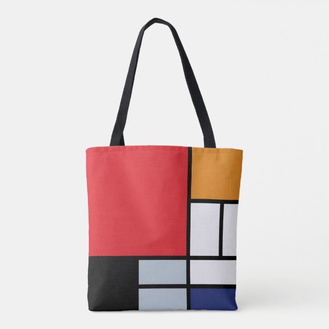 Tote Bag Piet Mondrian - Composition avec un grand plan rou (Dos)