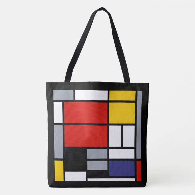 Tote Bag Piet Mondrian, Composition avec un grand plan roug (Devant)