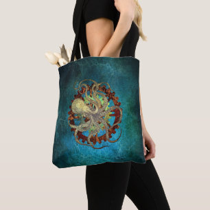 Tote Bag Pieuvre en vapeur et engrenages à horloge
