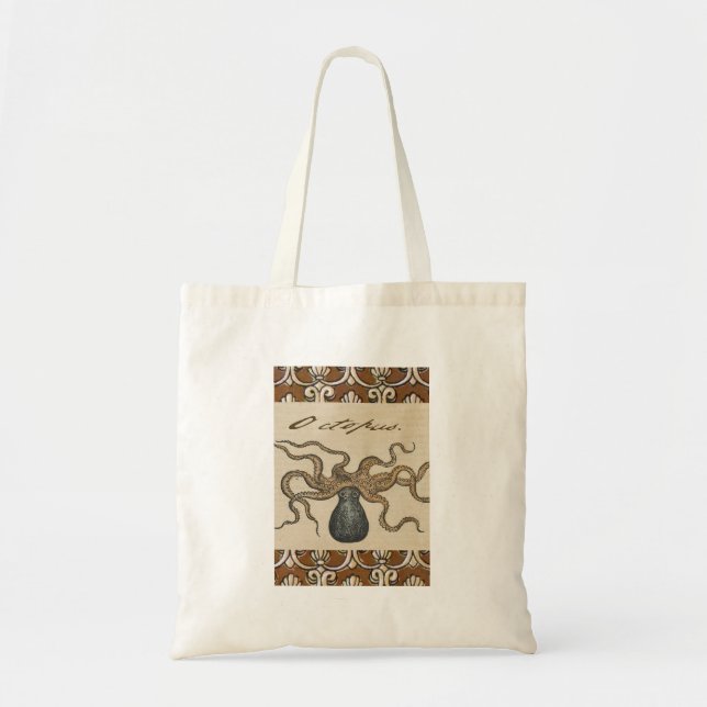 Tote Bag Pieuvre Kraken Antique Faune Marine Côtière (Devant)