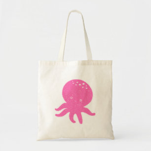 Tote Bag Pieuvre rose pâle vieille impression