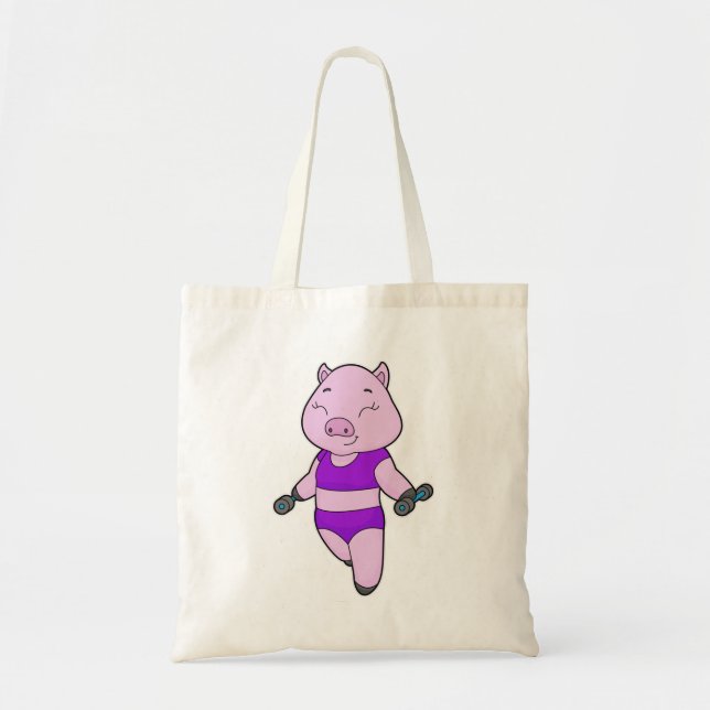 Tote Bag Pig Fitness Dumbbell (Devant)