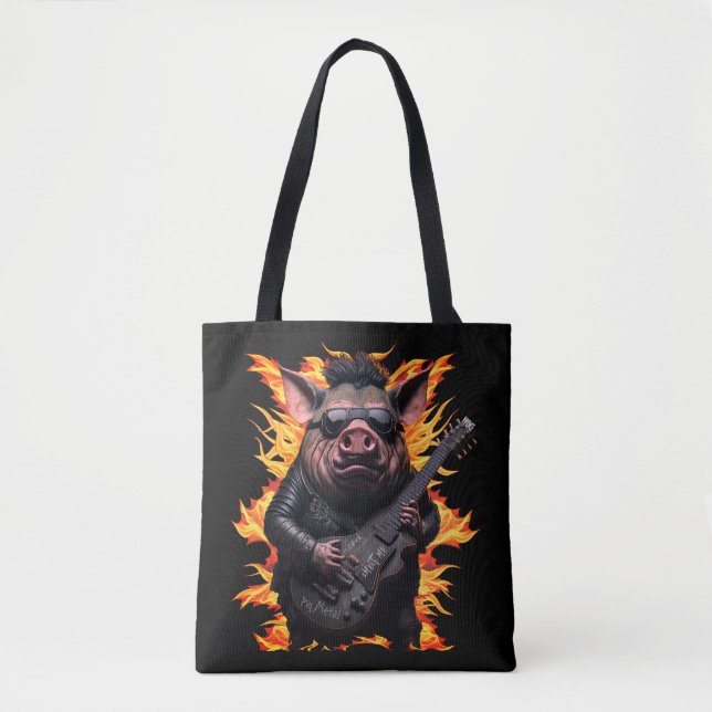 Tote Bag Pig Metal Guitare I Jambon Rock & Roll Musicien Gi (Devant)