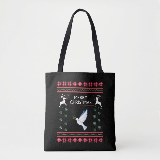 Tote Bag Pigeon avec Oiseau de Noël (Devant)