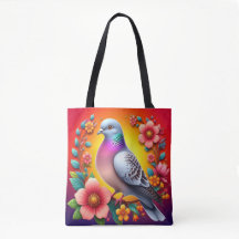 Pigeon coloré entouré de fleurs vibrantes