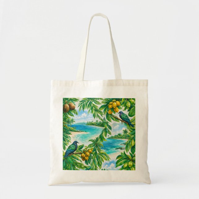 Tote Bag Pigeon des îles Nicobar tropicales plage (Devant)