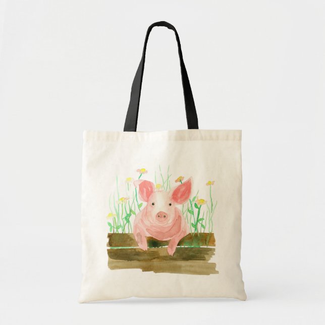 Tote Bag Piglet rose Barnyard élevage porc (Devant)