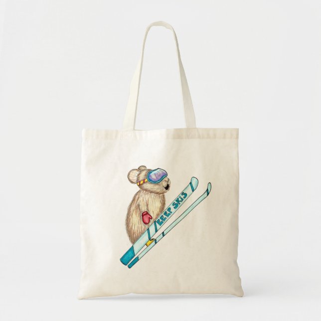 Tote Bag Pika, skieur, s'envole en grand air (Devant)