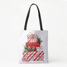 Pile de cadeaux de Noël rayures de canne à sucre