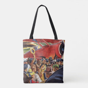 Tote Bag Pilote d'avion à hélice unique vintage avec papara