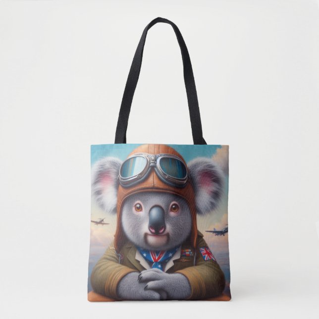 Tote Bag Pilote d'avion Koala (Devant)