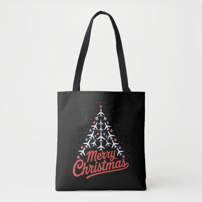 Tote Bag Pilote de l'arbre de Noël d'avion (Devant)