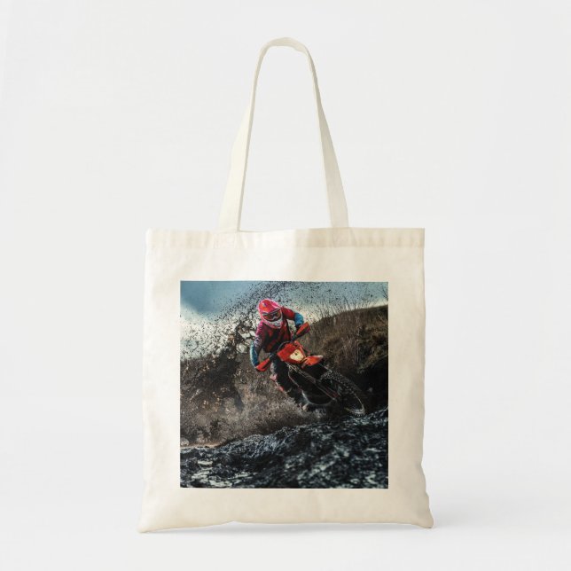 Tote Bag Pilote de vélo droit jetez l'oreiller (Devant)