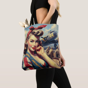Tote Bag Pin d'avion vintage vers le haut
