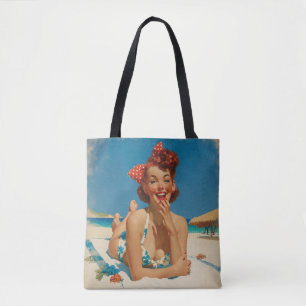 Tote Bag Pin-Up de la Plage Rétro