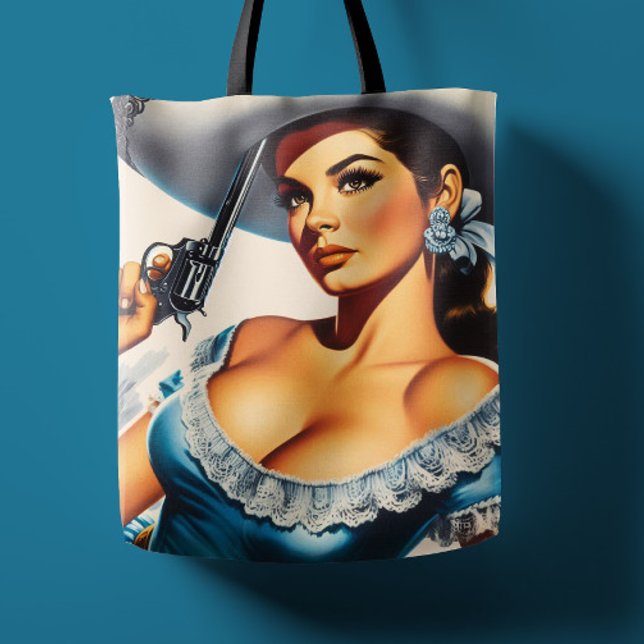 Tote Bag Pin-up rétro Far West (Créateur téléchargé)