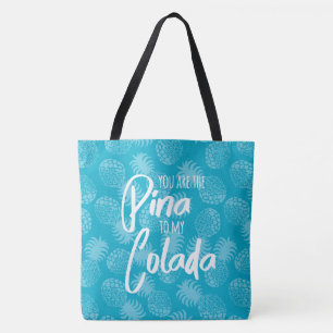 Tote Bag Pina Colada Hawaïen Ananas Sarcelle Réversible